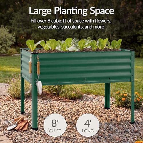 Best Choice Products 48x24x30in Galvanized Raised Garden Bed, Metal Elevated Planter Box, Vegetable Garden for Backyard, Patio, Balcony, 100% Non Toxic Materials - Dark Green
