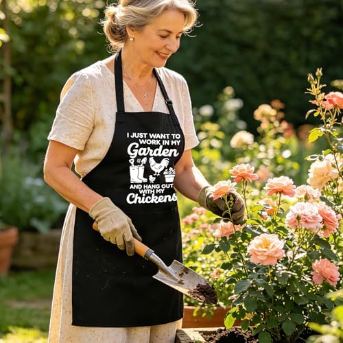 Funny Gardening Apron for Women with Pockets, Garden Gifts for Gardener Plant Lover Mom Grandma Birthday