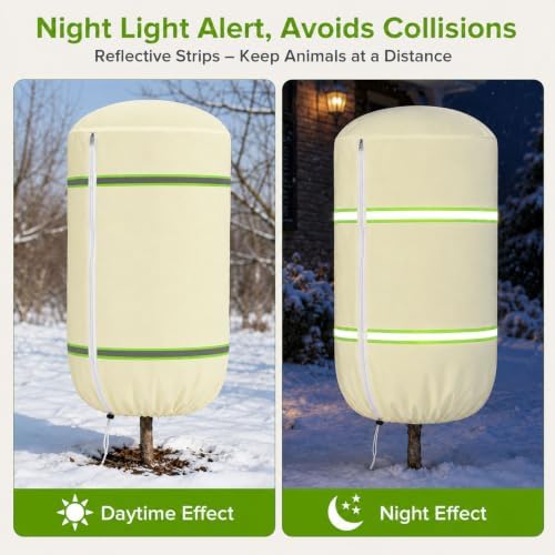 2 Pack Plant Covers Freeze Protection with Reflective Strip, 47" X39" Beige