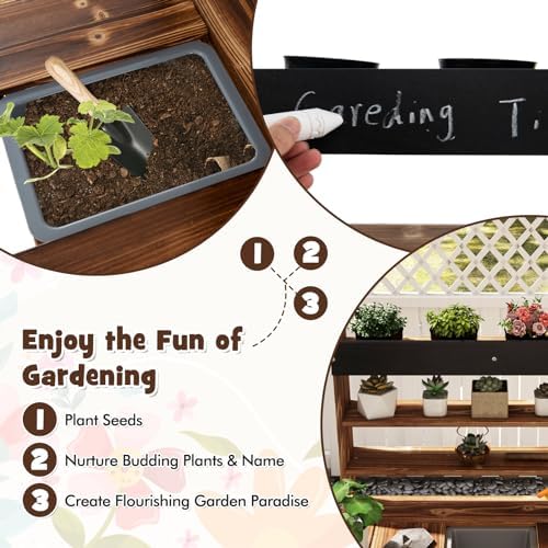 Costzon Kids Potting Bench, Mud Kitchen for Kids Outdoor w/ 4 Pots