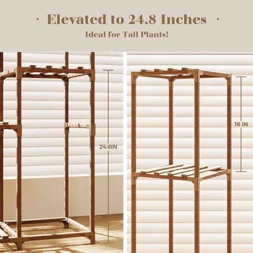 Bamworld Tall Plant Stand Indoor Wood Plant Shelf Outdoor Tiered Plant Rack