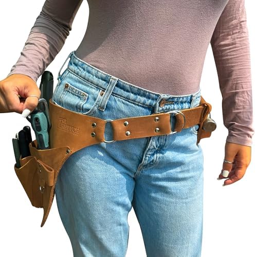 Leather Garden Tool Belt for Men Women | Gardening Tool Pouch | Gardener Apron | Holster Pouch | Tool Belt Bag Organizers | Florist Belt, Electrician, Carpenter, Framer, Landscaper