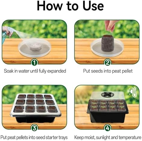 Seed Starter Tray with Peat Pellets, Black Seeding Starter Trays for Plant