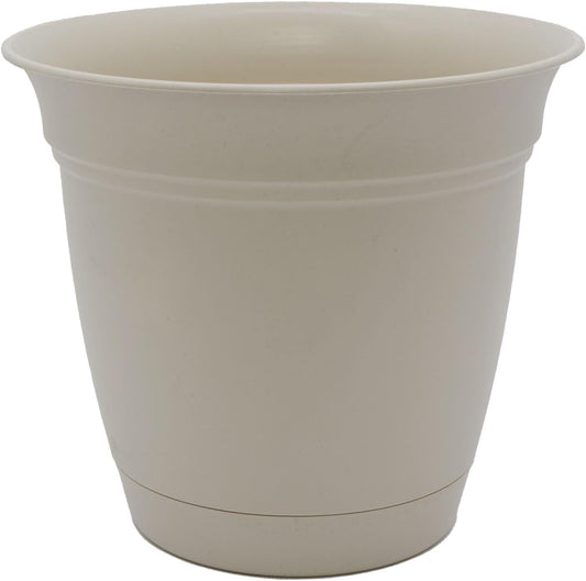The HC Companies Eclipse Round Planter with Saucer - Outdoor & Indoor Plant Pot with Drainage Holes - Lightweight, UV-Resistant Plastic Pots for Plants, Flowers & Herbs (20" Cottage Stone, Pack of 1)