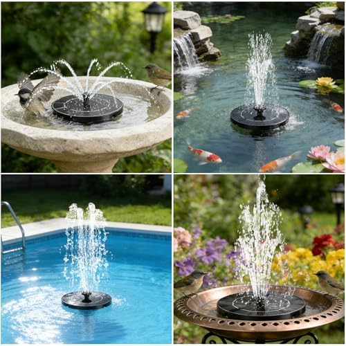 3.5W Solar Fountain with 6-in-1 Spray Nozzles & 4 Fixed Rods