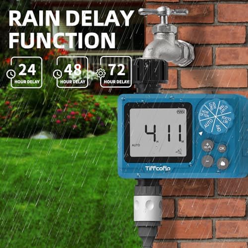 Sprinkler Timer Outdoor, Digital Pogrammable for Garden Hose, Irrigrtion Timer with Rain Delay and Manual Mode