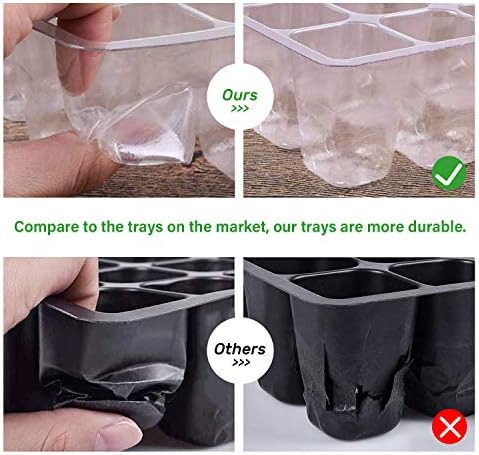 12-Pack Seed Starter Trays, 12-Cell Insert Trays, Clear