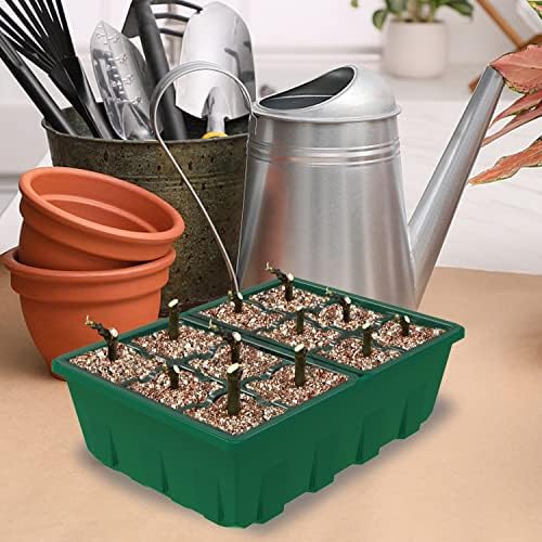 Gardzen 10 Pack Seed Starter Trays with Dome and Green Base 120 Cell
