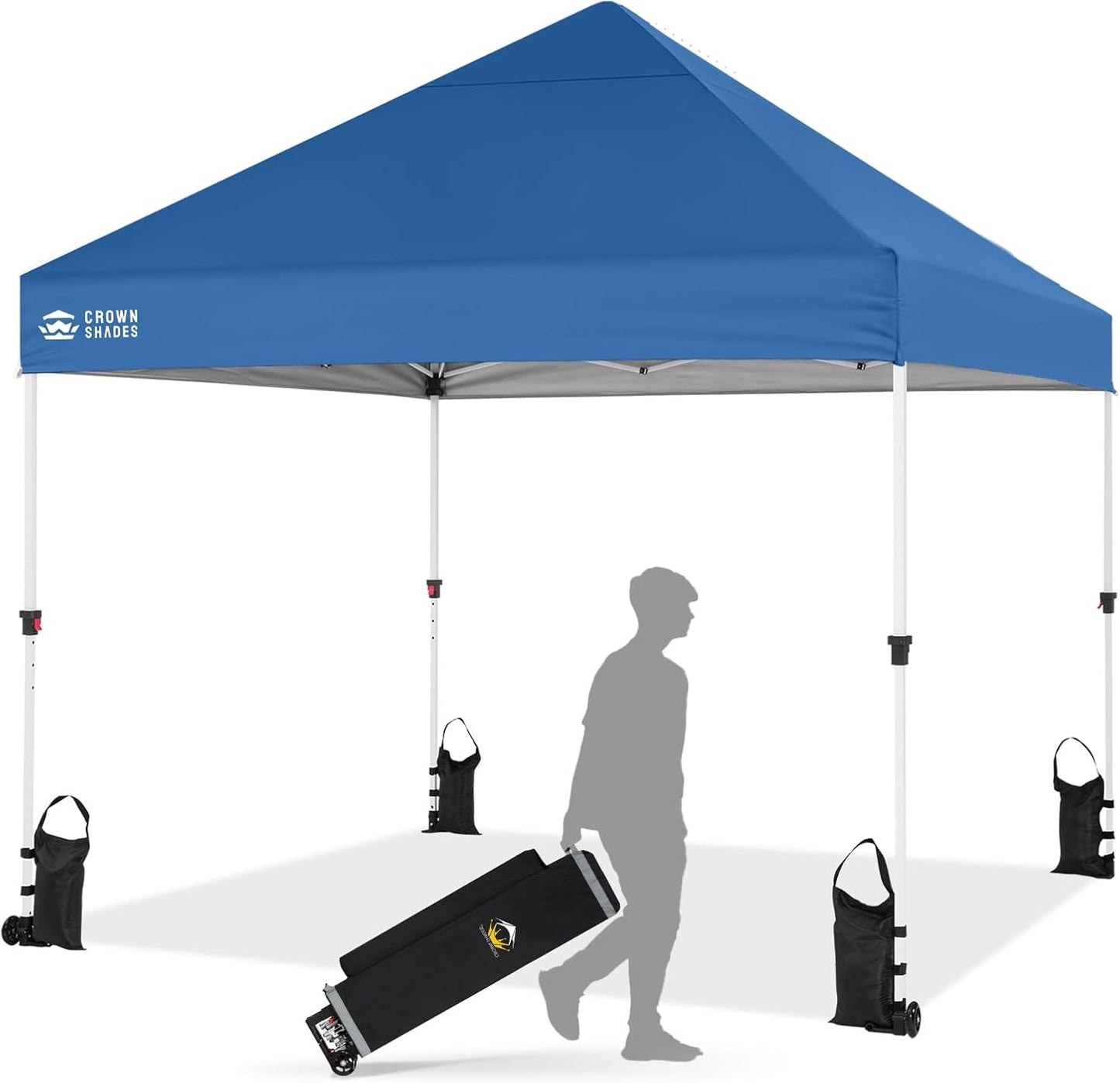 CROWN SHADES 10x10 Heavy Duty Canopy - Premium Pop Up Canopy Tent - Extra Sun Shade Protection with 400D Strength Oxford Fabric - Great for Trade Shows, Events, Tailgates & Commercial Use, Blue