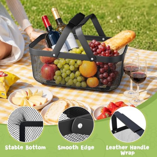 Garden Harvest Basket, Metal Mesh Picking Basket with Attached Handles