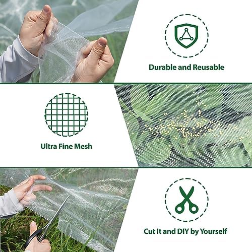 10 * 50FT Thicker Ultra Fine Garden Mesh Netting Pest Barrier, Plant Covers for Outdoor Patio Greenhouse Vegetables Fruit Flower Garden Protection, Row Covers Fabric Screen Insect Bug Bird Netting
