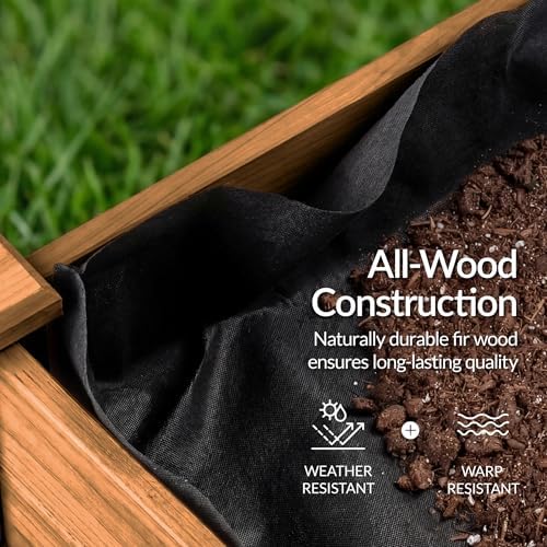 Best Choice Products 48 x 24 x 30 Inches Raised Garden Bed, Elevated Wood Planter Box Stand for Backyard, Patio, Balcony with Bed Liner, 200 Pound Capacity - Acorn Brown