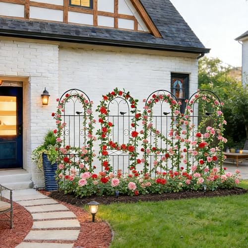 Amoskey Durable Garden Trellis for Climbing Plants - Outdoor Trellis Supports for Lush Greenery - Ideal for Vines, Flowers, and Vegetables, Easy Installation & Space-Saving Design (71"H*20"W -4 pack)