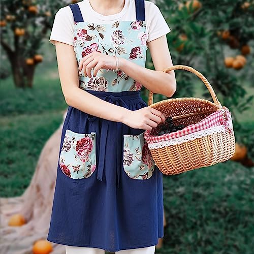 Pinknoke Vintage Pinafore Aprons for Women with Pockets for Kitchen