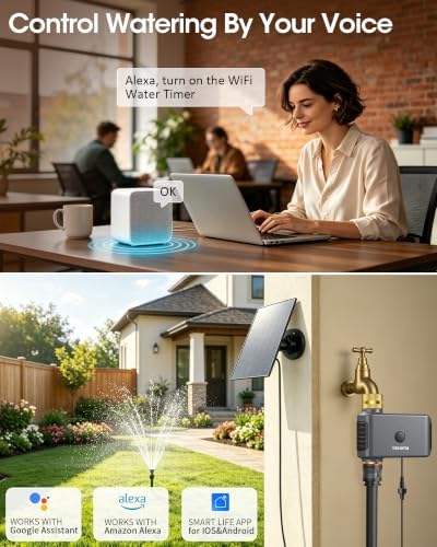Solar WiFi Water Timer,Solar Hose Timer for Garden,365Day Power,Brass Value