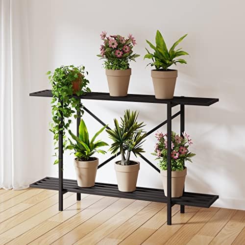 Zhongma 2 Tier Window Height Metal Plant Stand Indoor L45.67 easy assembly