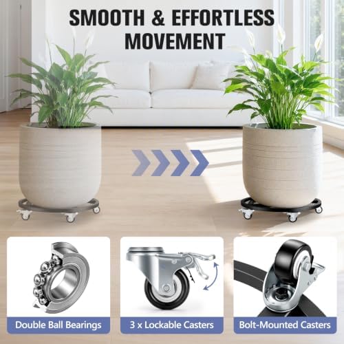 KEDSUM 20" Metal Plant Caddy with Wheels Heavy Duty, 550LBS, Anti-Tip