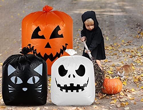 Giiffu 9-Pack Halloween Leaf Bags, Plastic Lawn Bags for Fall Yard Leaves