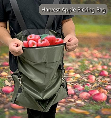 FCOUIID Harvest Apple Picking Bag Waterproof Heavy Duty 420D Fruit Storage Apron Pouch for Garden, Orchard, Farm