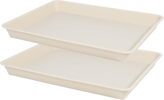 2 Pack Plant Growing Nursery 1020 Trays, Plant Saucer Tray, Heavy Sturdy Seed Starting Trays, Plant Starter Trays for Indoors No Holes, Seed Starter Growing Tray (22"x11.2", Beige)