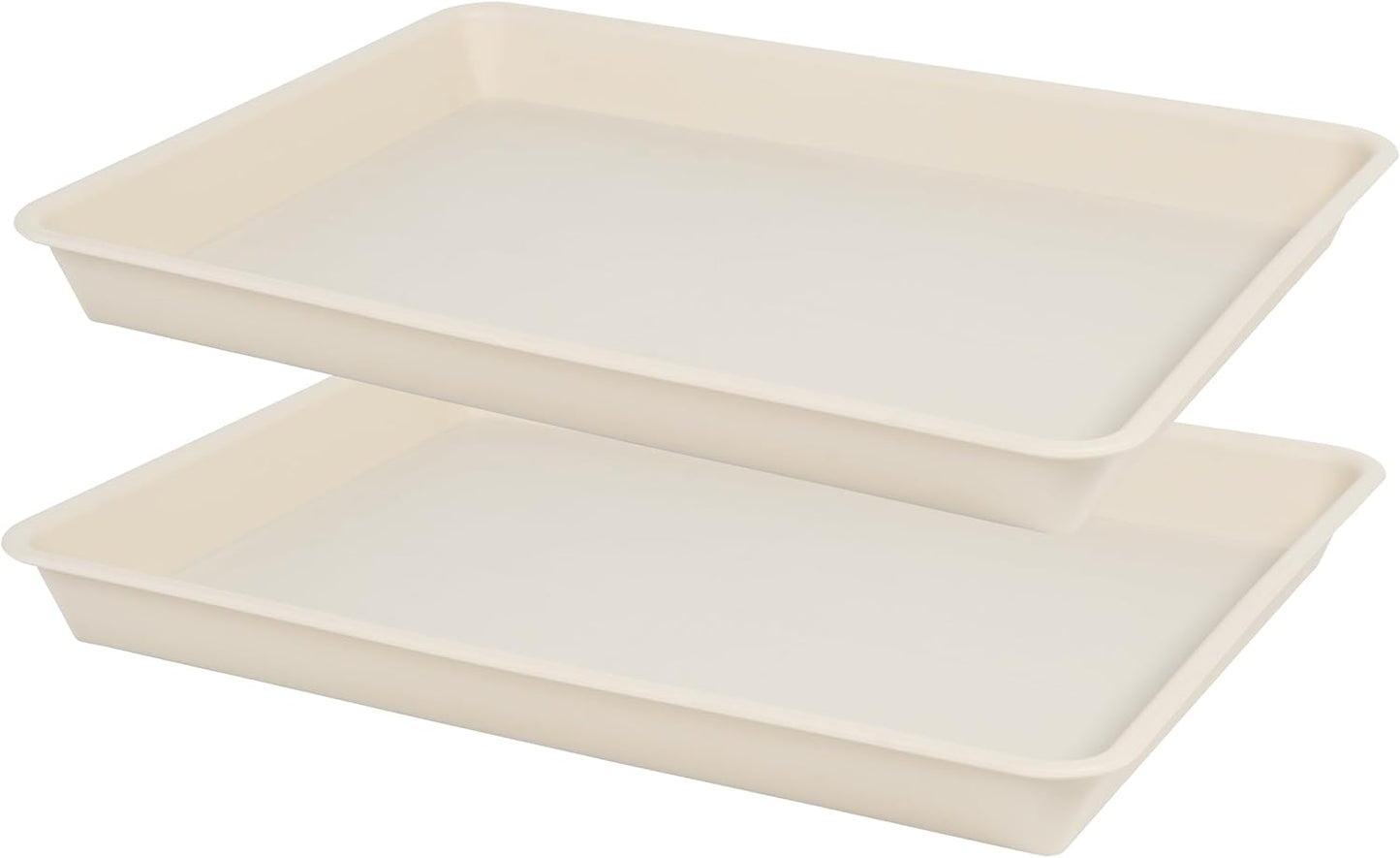 2 Pack Plant Saucer Tray Rectangular, Plant Growing Nursery Trays, Heavy Sturdy Seed Starting Trays, Plant Starter Trays for Indoors No Holes, Seed Starter Growing Tray (17.5"x10.6", Beige)