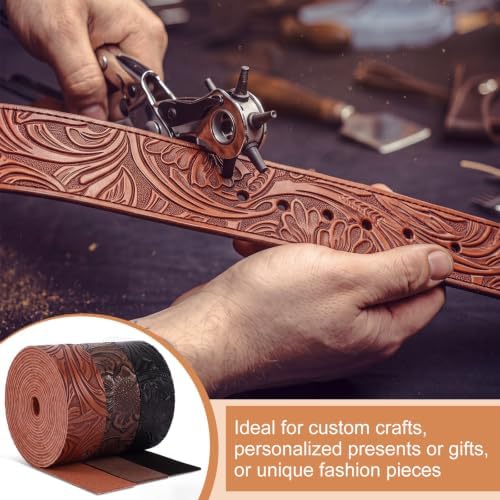 Eccliy 3Pack Wide Embossed Faux Leather Straps for Craft, Espresso, 1 Inch