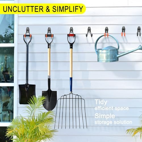 2 Pack Garage Hooks Heavy Duty Storage Organizer Wall Mount Power and Garden Tool Hangers, for Hanging Ladders, Ropes, Hose, Bulk Items