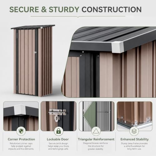 Aoxun 3x2 FT Outdoor Storage Shed, Shed with Sloping Roof, Brown