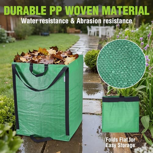 WORKPRO Heavy Duty 72-Gallon Reusable Yard Waste Bags, 3 Pack, Green