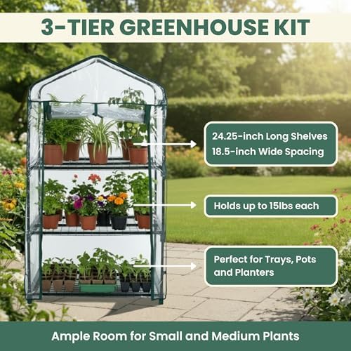 Pure Garden 3 Tier Mini Greenhouse, 27.5x19x50-Inch