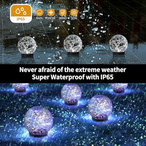 JKIMK Solar Globe Lights Outdoor Waterproof-Solar Balls for Garden
