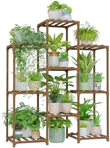 Bamworld Plant Stand Indoor Plants Shelf Outdoor Wood Plant Rack