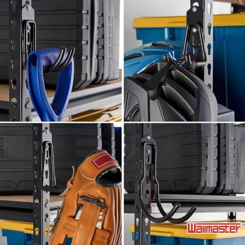 Wallmaster Garage Hooks Organizer Kit, 12 Pack Adjustable Shelving Hooks