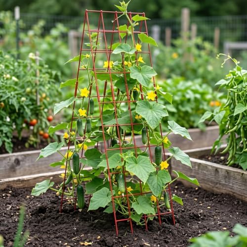 59" H Cucumber Trellis, 2 Pack Foldable A Frame Garden Trellis