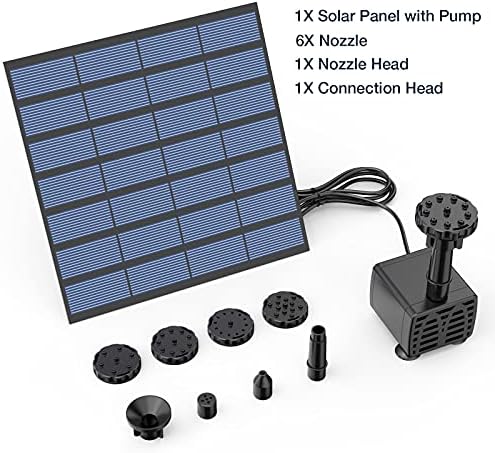 AISITIN 2‑Pack DIY Solar Fountain Pump with 6 Nozzles & 9.8ft Power Cord