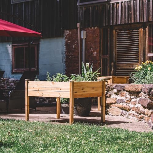 Backyard Expressions 48"x34" Raised Garden Bed - Elevated Wood Planter Box for Healthy Plant Growth, 440 lb Capacity - Natural Color