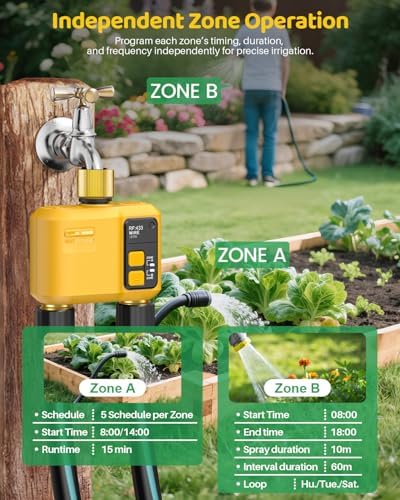 WiFi Water Timer 2 Outlet Garden, Brass Inlet & Outlet
