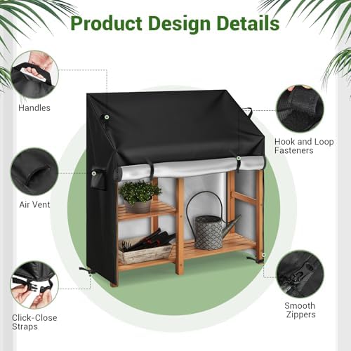 Kasla Outdoor Potting Bench Cover, 46" L×20" W×36/58" H