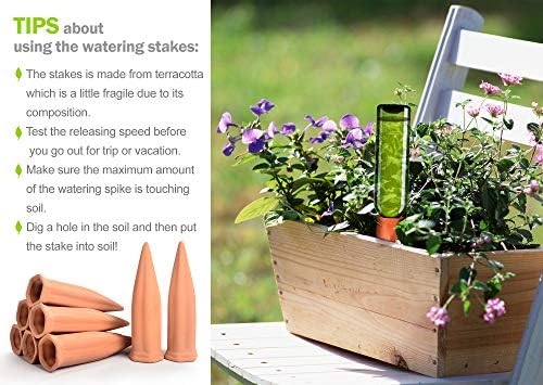 B SEPOR Ceramic Plant Waterer Terracotta Self Watering Spikes for Vacation or Holiday (10Pack)