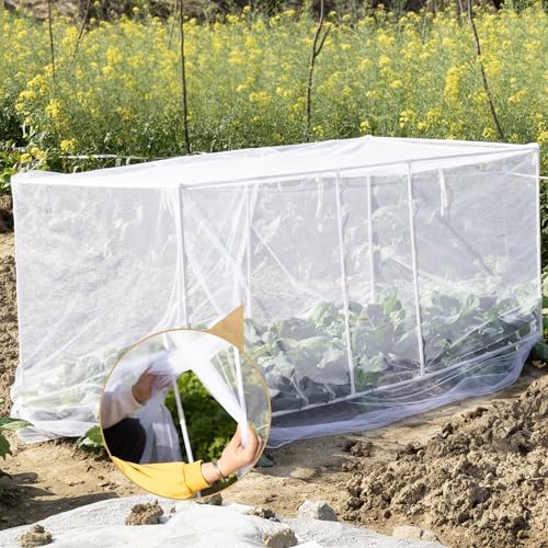 72 * 33 * 30 in Detachable Crop Cages for Garden, Plant Protection Tent with Garden Netting for Vegetables Fruits Flowers,Mesh Plant Covers for Outdoors White