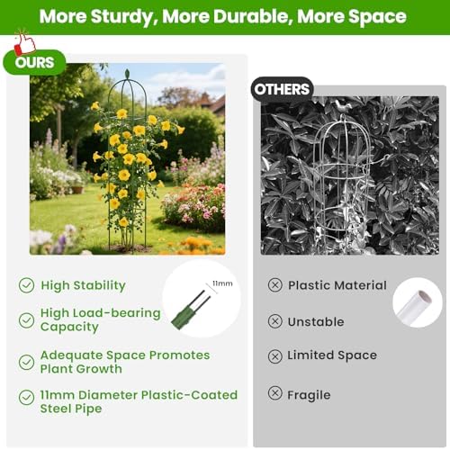 2 Pack Garden Obelisk Trellis for Climbing Plants, 71" Rustproof Metal Tower Plant Support Cages, Rose Trellis for Tomato Potted Flowers Vegetables Vines, Indoor Outdoor Garden Patio