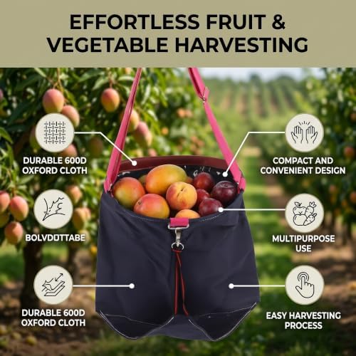 VBESTLIFE Fruit Picking Bag, 600D Oxford Cloth Harvest Apron for Orchard