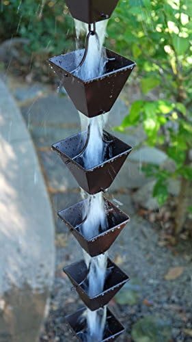 Nutshell Stores Medium Square Cups Rain Chain - Bronze - 10 Feet