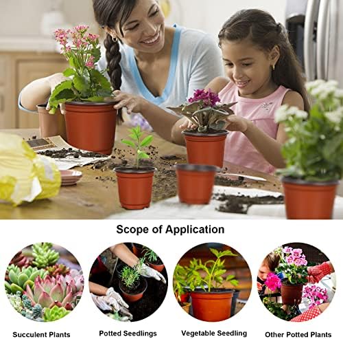 120 Pcs Plastic Plants Nursery Pot, Seed Starting Pots 4,5,6-Inch
