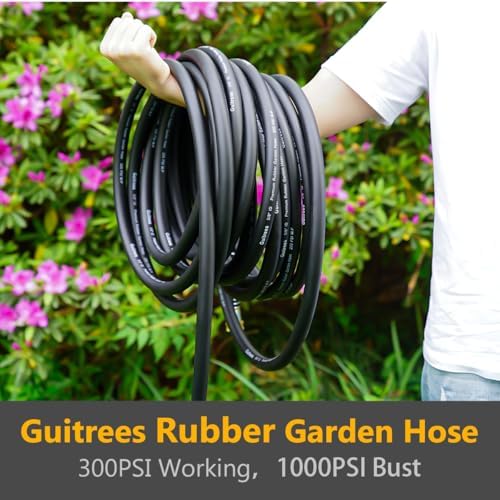 Guitrees Leader Garden Hose 10ft x 5/8", Heavy Duty Short Water Hose, Male to Female Fittings, Five Layered Braiding for Durability, 1000PSI Burst, 300PSI Working (Black)
