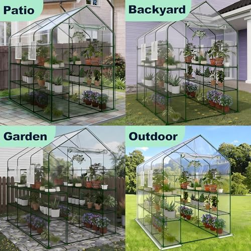 Garvee Greenhouse for Outdoor, 57 x 85 x 77'' Heavy Duty Walk-in Greenhouse