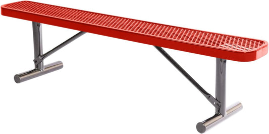 Coated Outdoor Furniture Heavy-Duty Portable Outdoor Bench Thermoplastic Coated, Expanded Metal, Commercial-Grade Seating, Made in America (Portable Without Back, 6 Ft, Red)