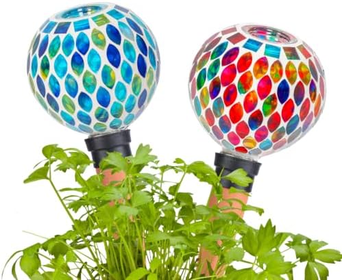 Mosaic Watering Globes 2 Pack Self Watering Spikes Red