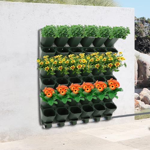 Self Watering Planters with Timer and Rain Sensor, 36-Pocket Wall Mounted Vertical Garden System - Automatic Drip Irrigation Kit for Indoor Outdoor Balcony, Grow Herbs Vegetables Flowers