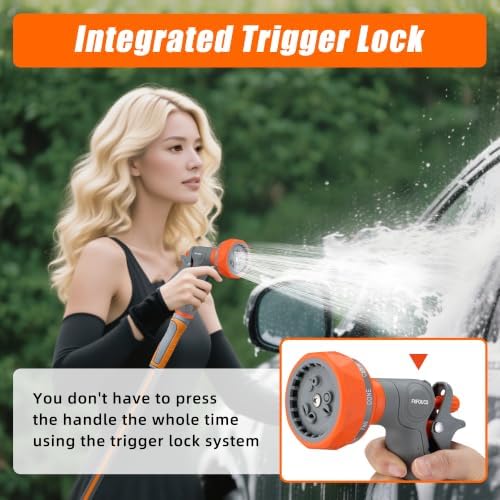 Garden Hose Nozzle Sprayer - 9 Spray Patterns, On Off Valve Heavy Duty